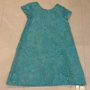 Girls are ocean, blue lace embroidery, A-line dress